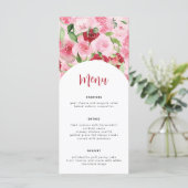 Kaart Pink Floral Menu (Staand voorkant)