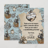 Kaart Pirate Treasure Birthday Party Boy (Voorkant / Achterkant)