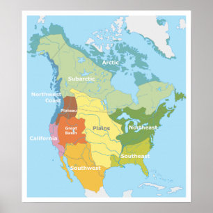 Kaart Pre-Columbian North America  Art Poster
