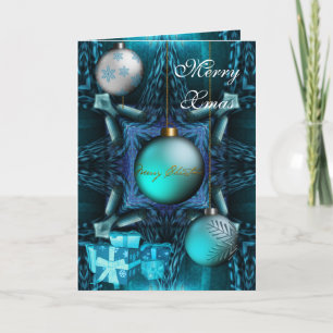 Kaart Prettig Kerstfeest Jade Blauwe Ballen