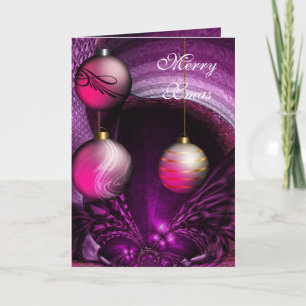 Kaart Prettig Kerstmis Plum Prullenbak Roze Ballen