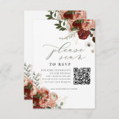 Kaart QR-code RSVP Boho voor bruiloft Website (Voorkant / Achterkant)
