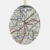 kaart Reidsville NC Keramisch Ornament (Rechts)