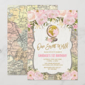  kaart Reizen Bloemenavontuur Meisjes Verjaardag (Voorkant / Achterkant)