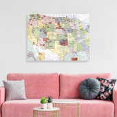 KAART: RESERVATIONS, 1892 CANVAS AFDRUK (Insitu (Woonkamer))