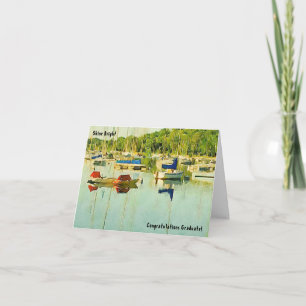 Kaart Rode en blauwe zeilboten Afstuderen