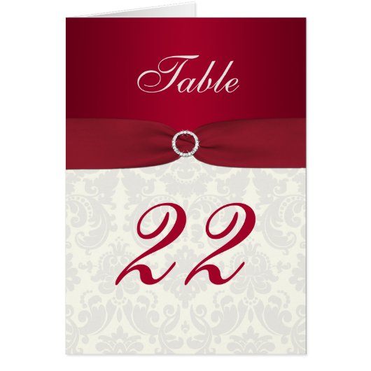 Kaart Rode en ivory Damask-tabelnummer (Voorkant)