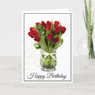 Kaart-Rode Tulpen van de Birthday Kaart
