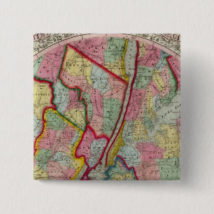 Kaart rond de stad New York Vierkante Button 5,1 Cm