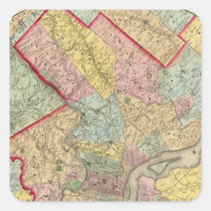 Kaart rond de stad Philadelphia Vierkante Sticker
