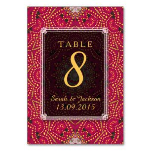 Kaart Rood+Goud Oosterse Indische bruiloft