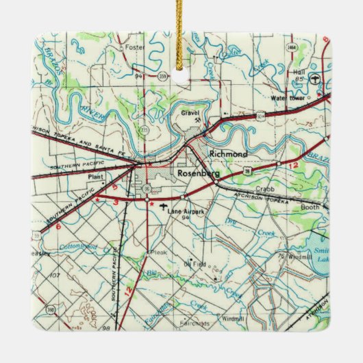 kaart Rosenberg TX Keramisch Ornament (Achterkant)