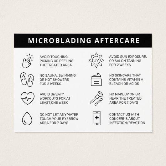 Kaart Roze Brows Aftercare PMU Brow Instructions (Achterkant)