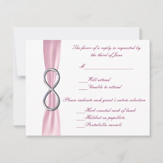 Kaart Roze finity Wedding Response (Voorkant)