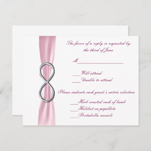 Kaart Roze finity Wedding Response (Voorkant / Achterkant)