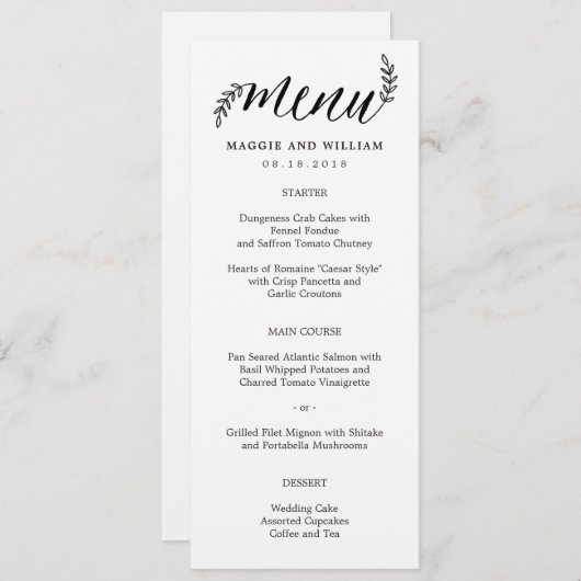 Kaart Rustic Branches Menu (Voorkant / Achterkant)