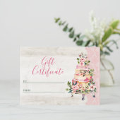 Kaart Rustic Floral Cake Bakery Gift Certificate (Staand voorkant)