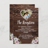 Kaart Rustic Photo Wedding Reception Enclosure (Voorkant / Achterkant)