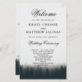 Kaart Rustic Pine Trees Woodland Wedding Program (Voorkant / Achterkant)