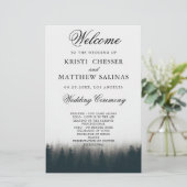 Kaart Rustic Pine Trees Woodland Wedding Program (Staand voorkant)