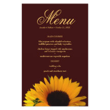 Kaart Rustic Sunflower Wedding Dinner Menu