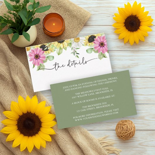 Kaart Rustic Sunflower Wedding Enclosure