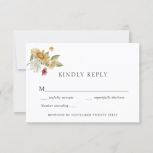 Kaart Rustic Sunflower Wedding Response