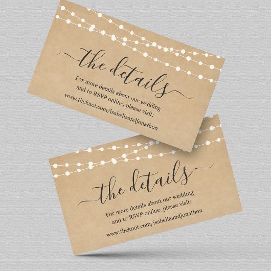 Kaart Rustic Wedding Details