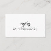 Kaart Rustige Script Gift Registry Enclosure (Voorkant)