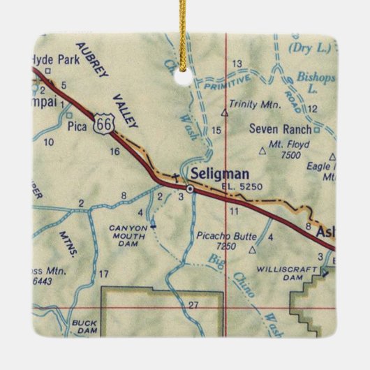  kaart Seligman AZ Keramisch Ornament (Achterkant)