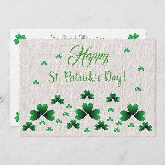 Kaart - Shamrocks & Irish Blessing (Voorkant / Achterkant)