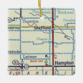 kaart Sheffield IA Keramisch Ornament (Voorkant)