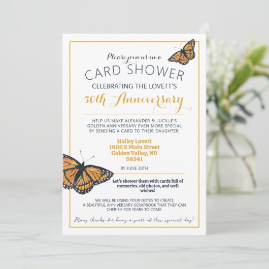 Kaart Shower - 50e Jubileum - Fotouitnodiging (Staand voorkant)