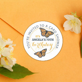 Kaart Shower Butterfly Envelope Seal Ronde Sticker