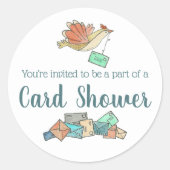 Kaart Shower Delivery Birds Envelope Classic Round Ronde Sticker (Voorkant)