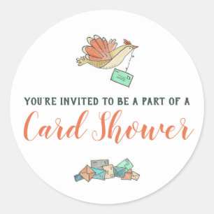 Kaart Shower Delivery Birds Envelope Ronde Sticker