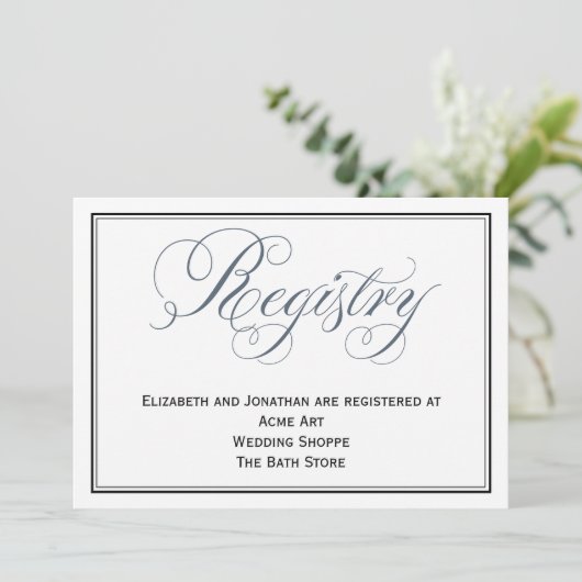 Kaart Slate Blue Wedding Registry Enclosure (Staand voorkant)