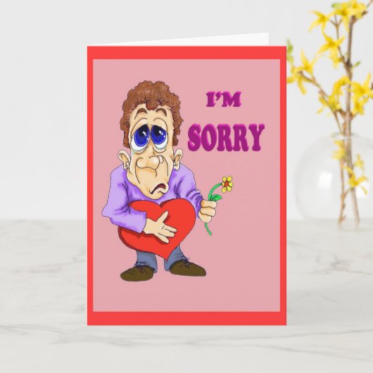 kaart Sorry man met hartbloem (Gele Bloem)