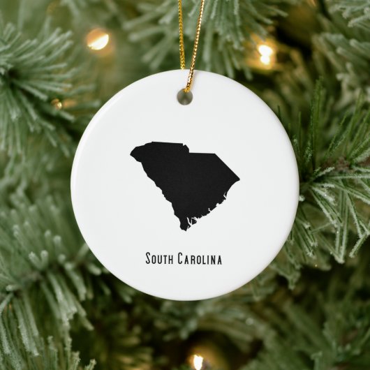 kaart South Carolina - Zwarte en witte kaart Keramisch Ornament (Boom)