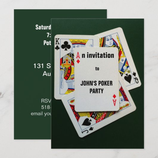 Kaart spel poker party uitnodiging (Voorkant / Achterkant)