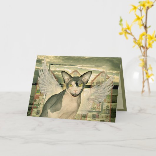 Kaart | Sphynx engel met diepste sympathie (Gele Bloem)