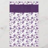 Kaart Sunflower Paars White Damask Wedding Menu (Achterkant)