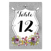 Kaart tabelnummer | Plum, FAUX Silver Foil Floral (Achterkant)