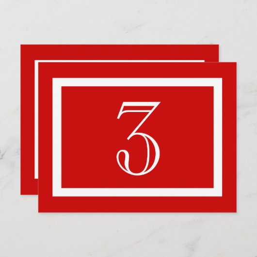 Kaart tabelnummer - rood -  (Voorkant / Achterkant)