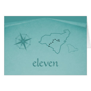 Kaart Tabelnummer voor schatkist, Blauwgroen