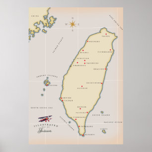  kaart Taiwan Poster