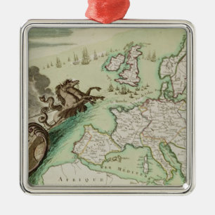 Kaart ter illustratie van de aanval van de marine  metalen ornament