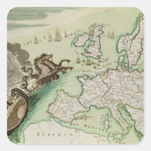 Kaart ter illustratie van de aanval van de marine vierkante sticker