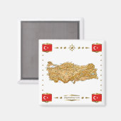 Kaart Turkije + Flags Magnet Magneet (Voorkant / Achterkant)