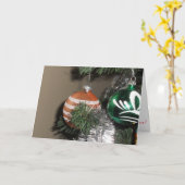 kaart "Twee Antiek kerstboomOrnamenten" (Gele Bloem)